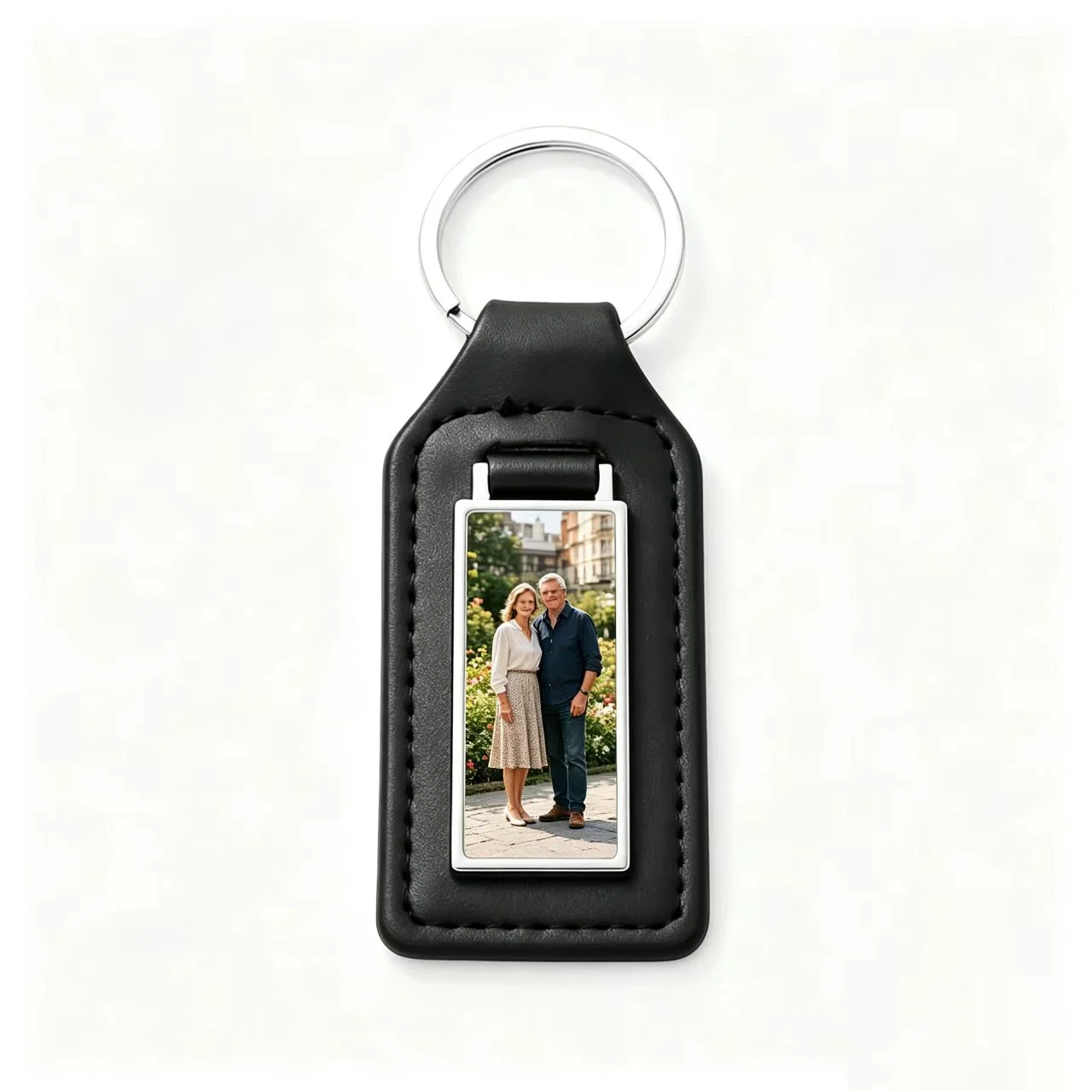 Customized Leather Photo Keychain - Unique Personalized Souvenir Gift