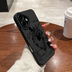 Elegant Black Heart Phone Case with Artificial Leather Suede and Brown Cover - iPhone 15 Plus (LDBlack - S542P1)