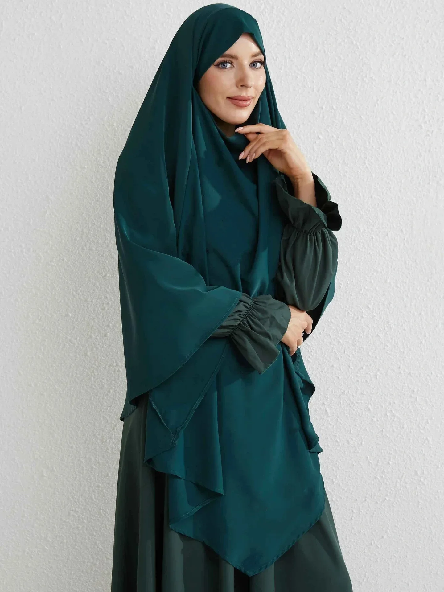 Layered Long Khimar for Muslim Women Prayer Clothes Ramadan Eid Jilbab Headscarf Shawl Turkish Hijab Veil Djellaba Niqab Hijabs