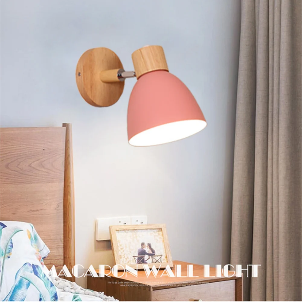 LED Wall Lamp Wall Light Macaroon 6 Color Steering Head E27 85-285V Nordic Wall Lights Bedside Wall Sconce Modern Light for Bedroom Nordic
