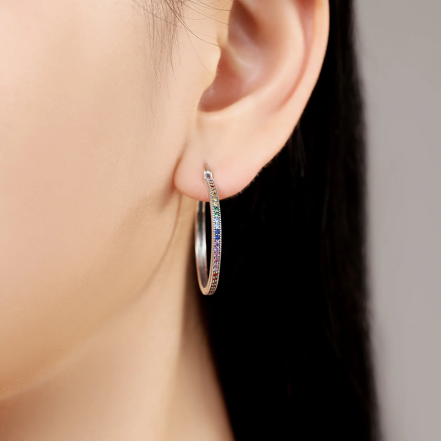 CYMYSS S925 Sterling Silber Schmuck Ohrringe Regenbogen Farbverlauf Ohrringe geeignet für Hochzeiten Reisen Frauen Ohrringe – Detail 2
