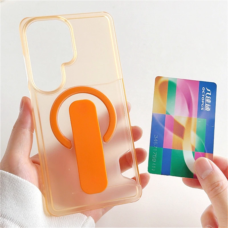 Slim Clear Matte Shockproof Card Slot Case with Ultra Grip & MagSafe Compatible Magnetic Holder