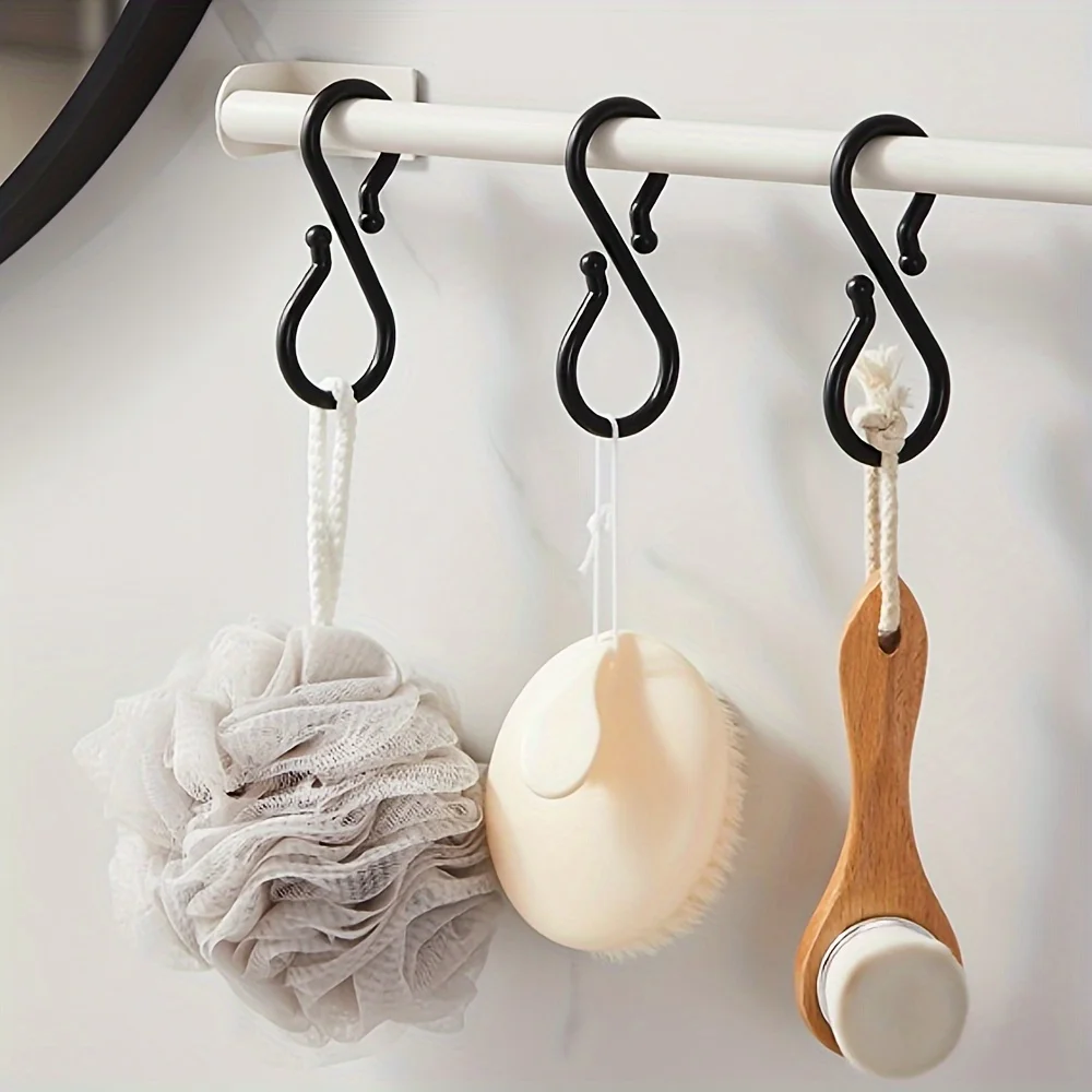 3pcs S-Shaped Hook Soft Buckle Design Portable Multi-purpose Easy Twist Hanging Hook Kitchen Bathroom Bag Clothes Hanging Rack 4