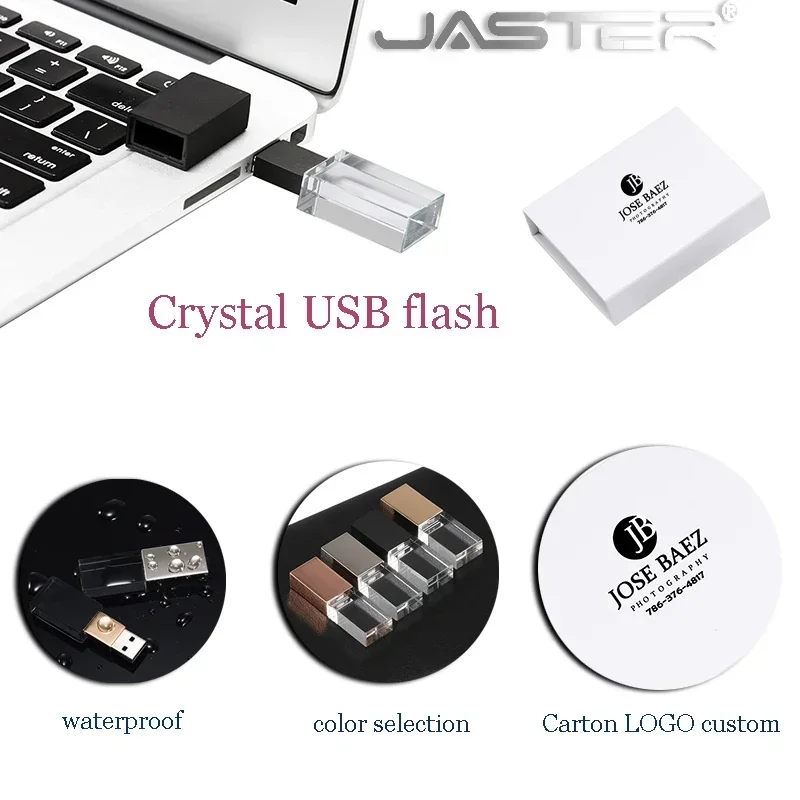 Jaster 10 Peça Lote Cristal Usb 3.0flash Drive 128gb Ouro 64gb Rose Gold Livre Gravado Logotipo Casamento Comemorativo Presente Pen Drive - Imagem 6