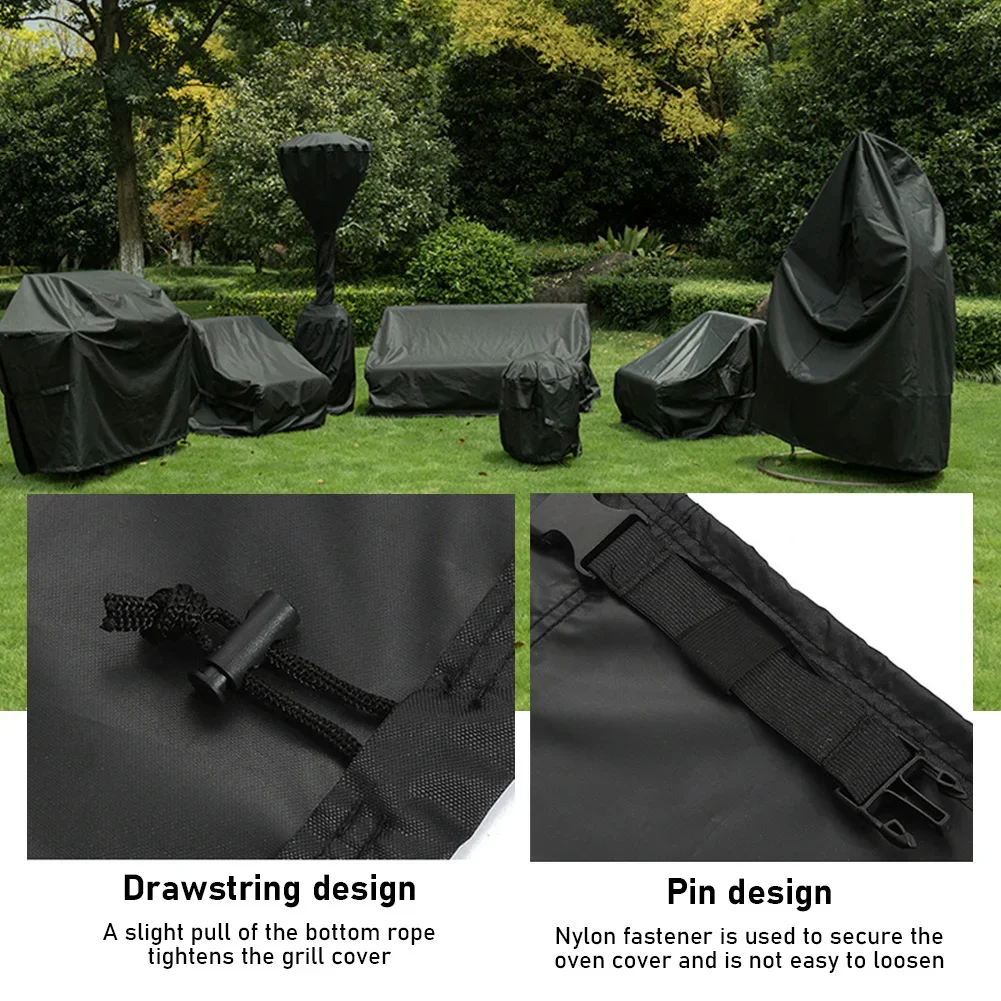210D BBQ Cover Outdoor Dust Waterproof Weber Heavy Duty Grill Cover Rain Protective Outdoor Barbecue Round