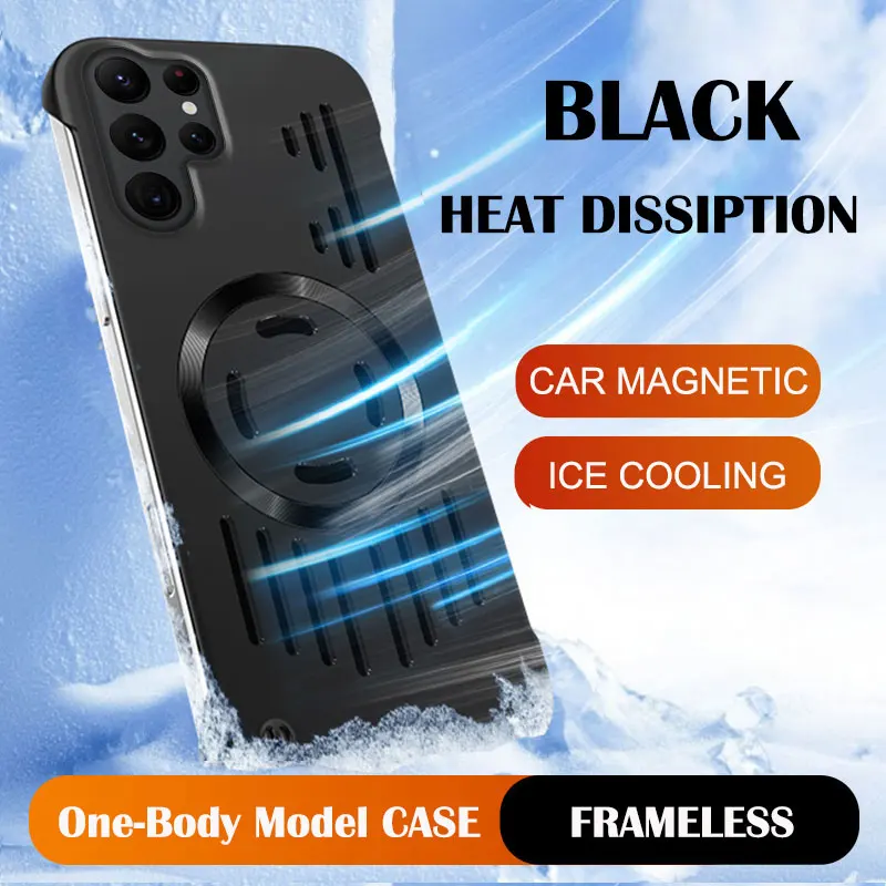 Frameless Hard Metallic Protective Case with Heat Dissipation and Magnetic Closure
