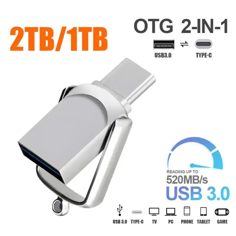 Chiavetta Usb Type-C Usb 3.0 2-In-1Pen Drive Pendrive Impermeabile 2Tb Flash Disk Memoria Usb Per Laptop/Ps4/Ps5 Spedizione Gratuita