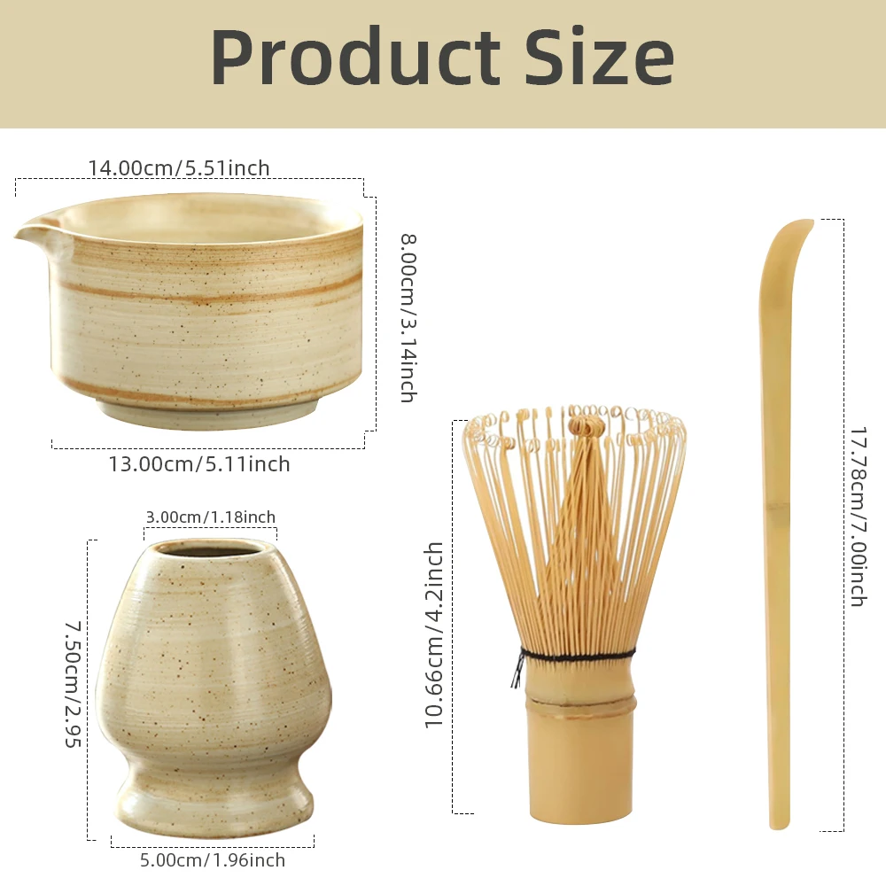 Japanese Matcha Tea Set - 4-Piece Bamboo Whisk Kit...