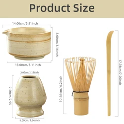4-Piece Japanese Matcha Tea Set with Bamboo Whisk & Teaspoon - Essential Tea-Making Accessories (White)