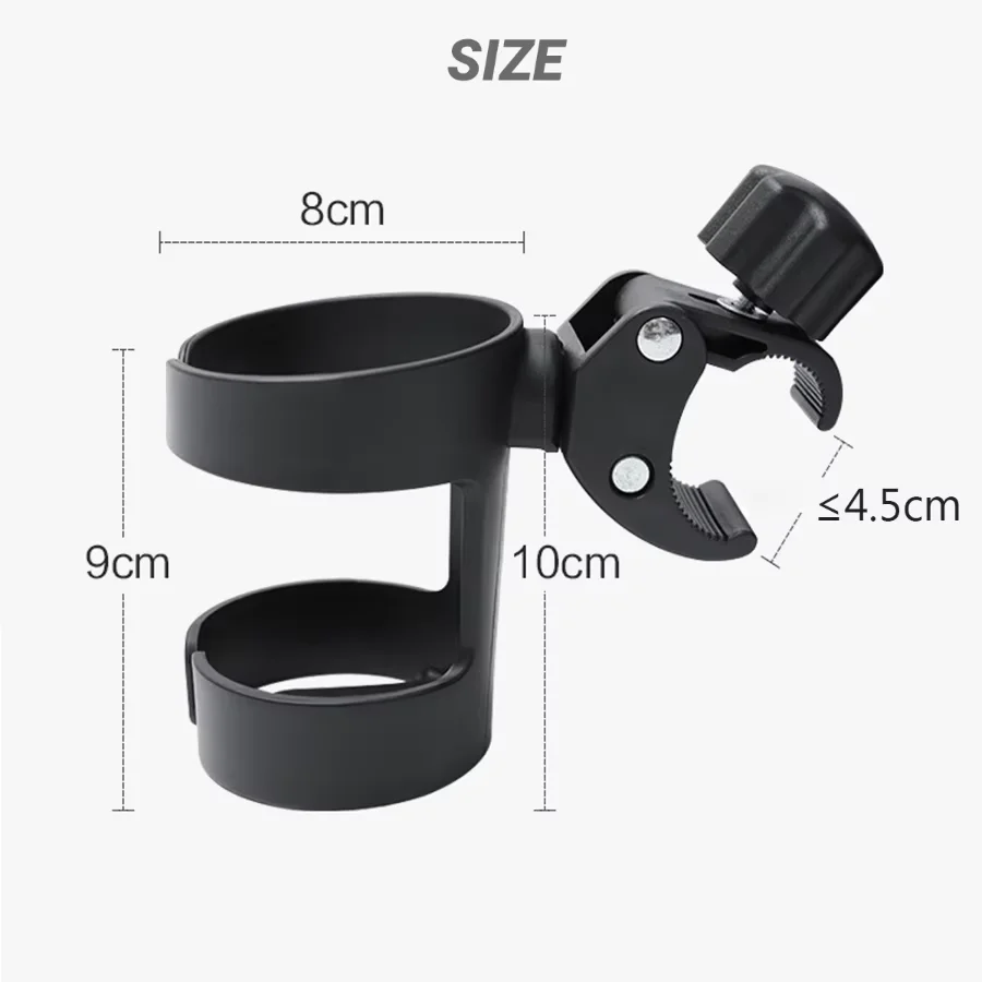 Baby Stroller Cup Holder Easy to Install 360 &deg; Rotation Wheelchair Cup Holder Stroller Accessories Harmless to Children