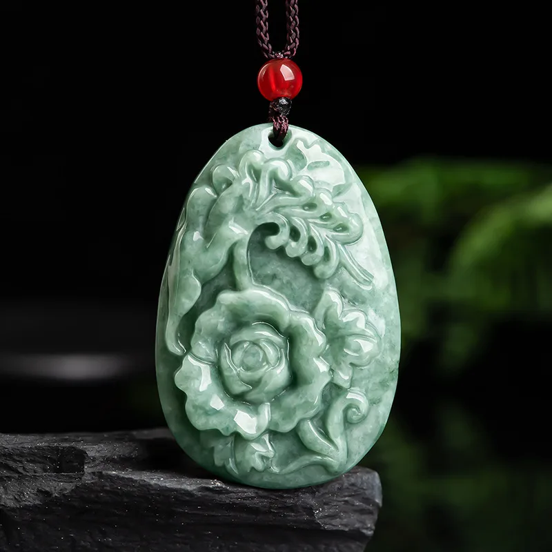 

Mai Chuang/Jade/Peony Flower Magpie Emerald Necklace Pendant Fashion Elegant Personality Charm Jewelry Men Women Couple Gift