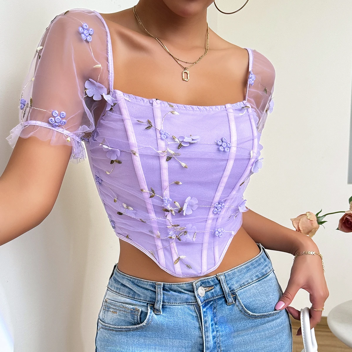 【未使用】2way Cotton Puff Sleeve Bustier 25SUMMER PRE-ORDER] 2-way Cotton Puff Sleeve Bustier