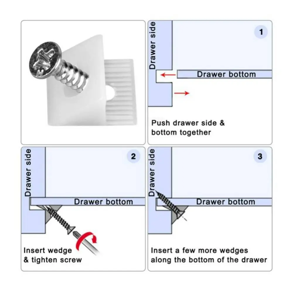 Sagging Support Repair Fixing 15*13*9mm Hardware Bracket Bevel Plate Support Drawer Chest Bottom Mending Wedge Screw