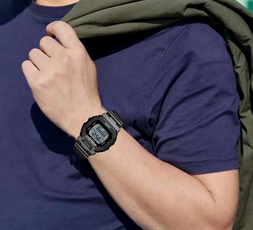 Stylish Green Sports Digital Watch - 5ATM Water Resistant Men's Wristwatch