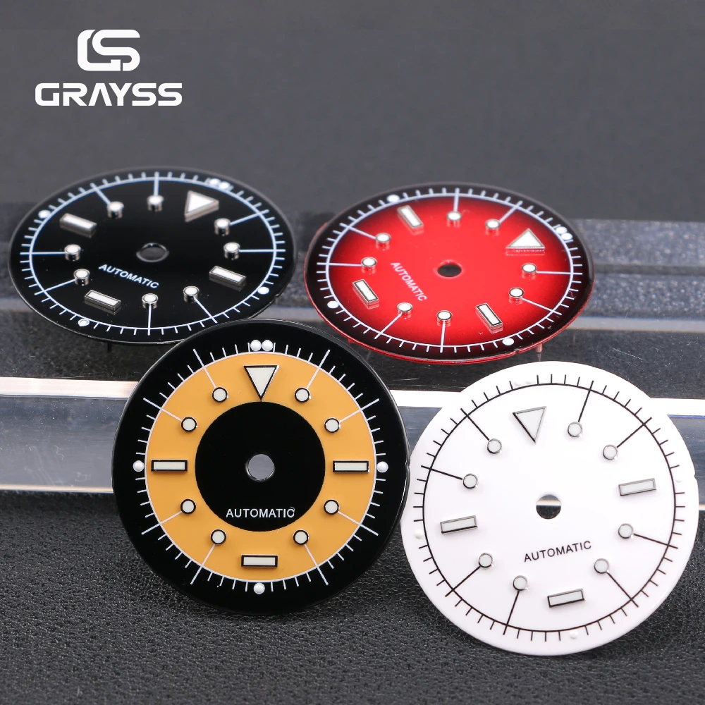 Nologo Wine-Red Enamel Dial with White Markings and C3 Lume for Watch Modification Accessories