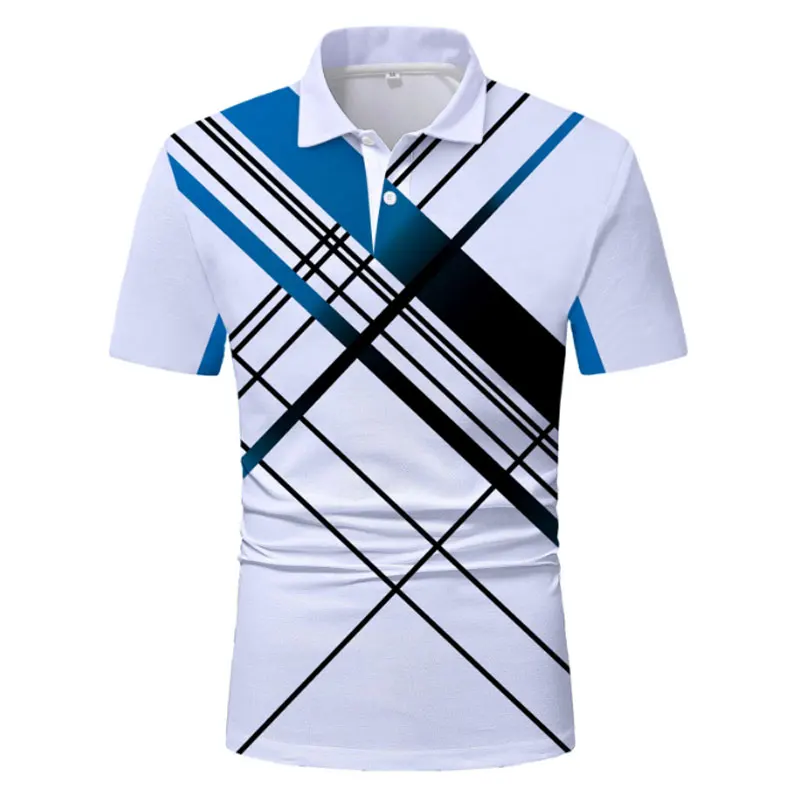 

Summer 3D Print Button Polos For Men Short Sleeve Tops Tees Casual Turn Down Collar Male Clothing