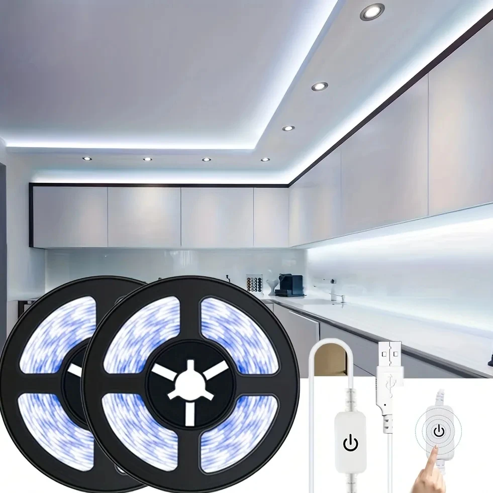 LED Light Strip USB Touch Sensing 5V 2835 Flexible Tape Ribbon Backlight For Room Cabinet Lighting Mirror Brightening