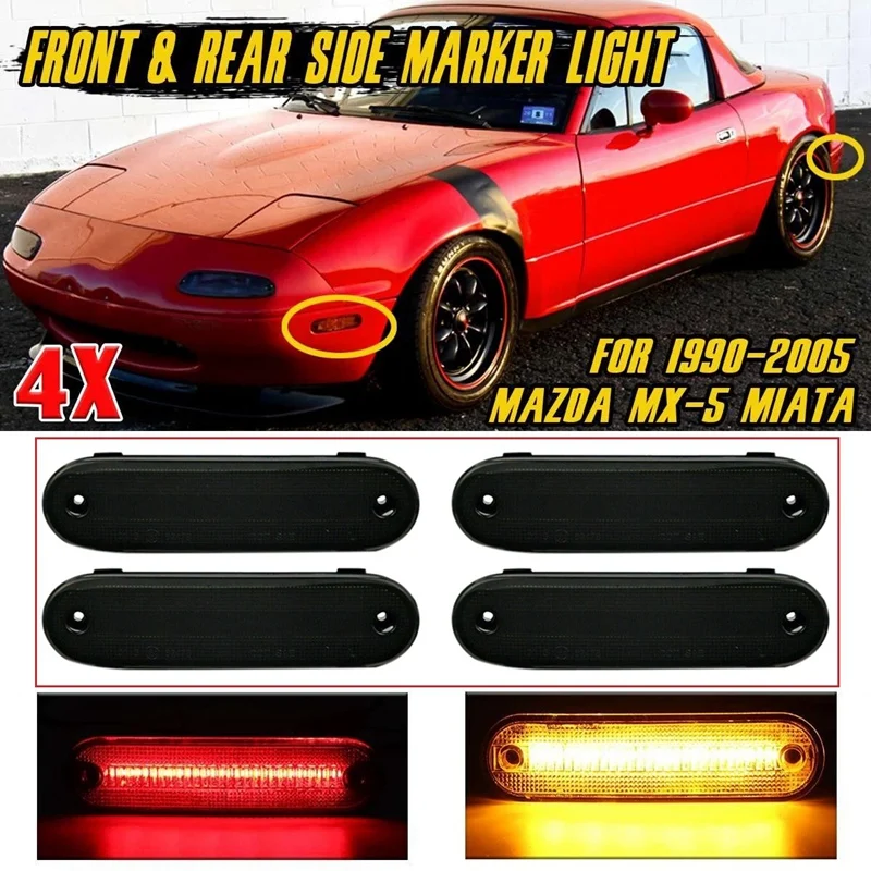 4X LED Side Marker Light Smoked Lens Front Rear Turn Signal Lights