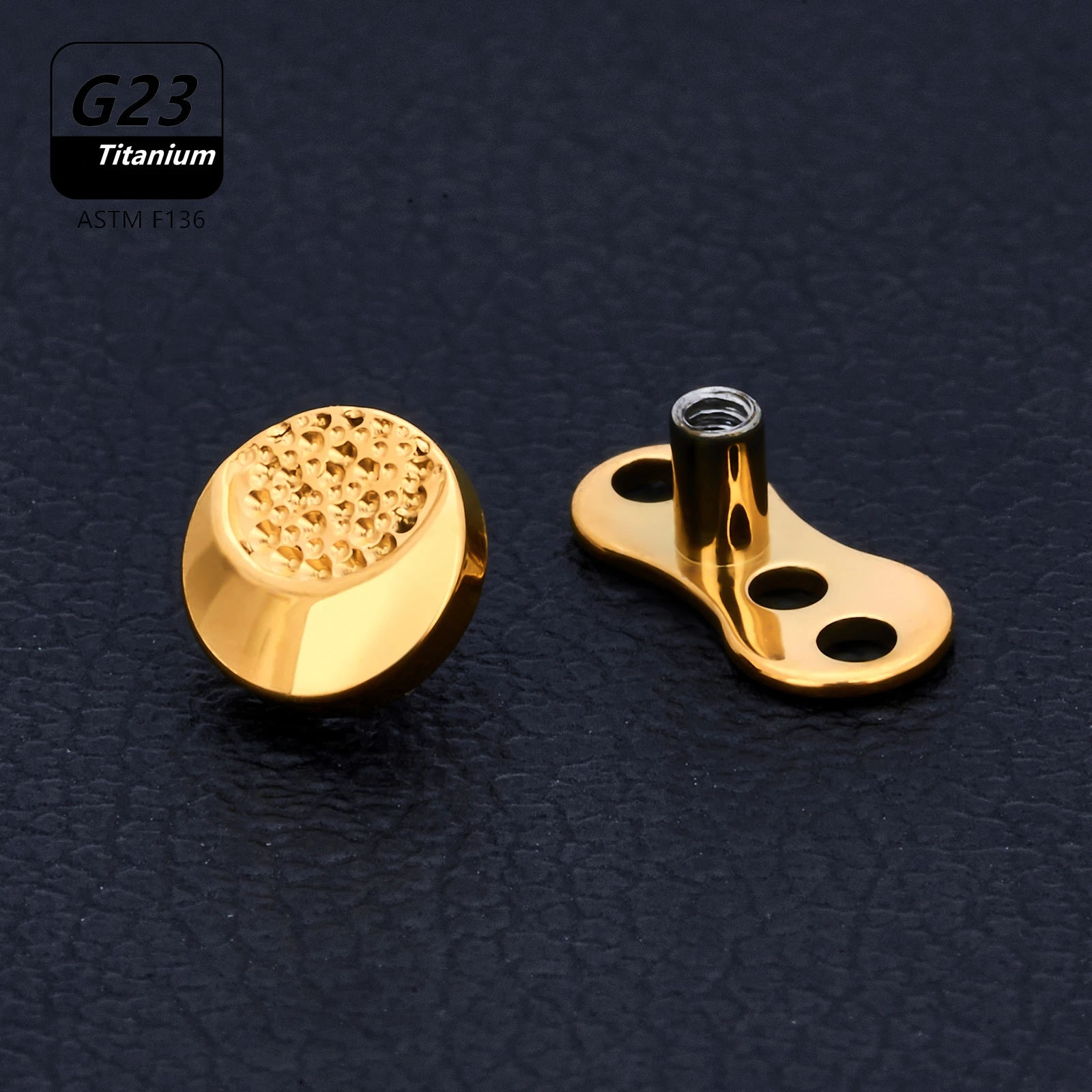 ASTM F136 Titanium 14G 2-Hole Internally Threaded CZ Dermal Anchor Tops and Base Microdermals Piercing 5