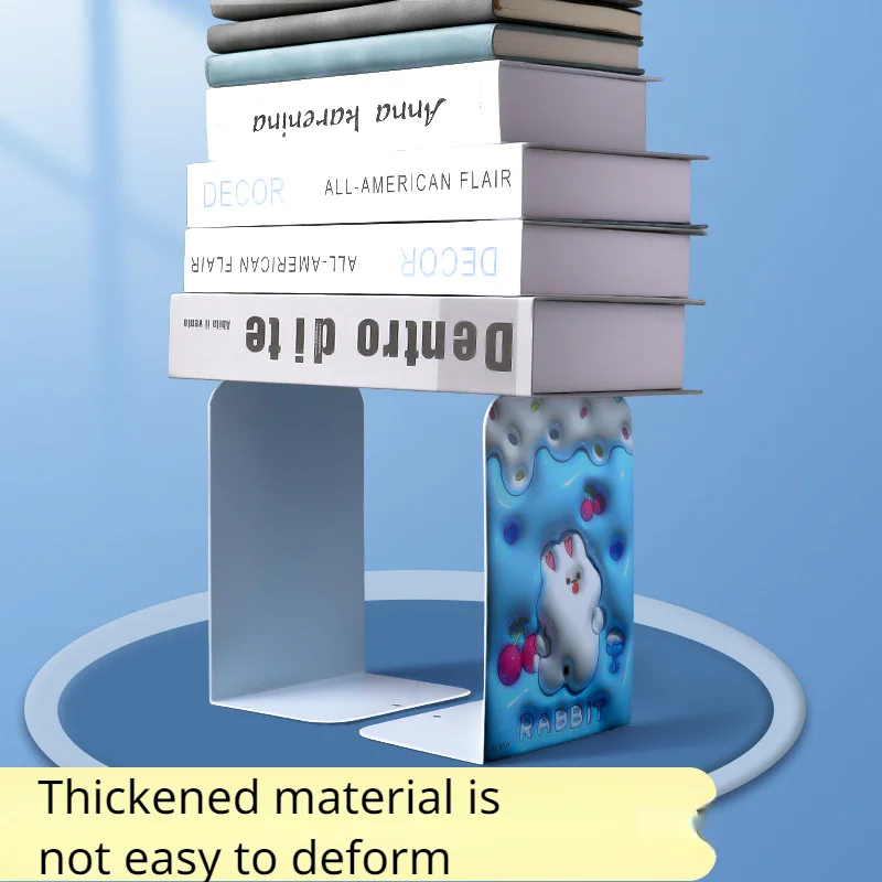 2pcs Metal Bookends Cute Creative Cartoon Bookshelf Creative Pupil Desktop with Simple Bookends, Desk Organizer Book Stopper
