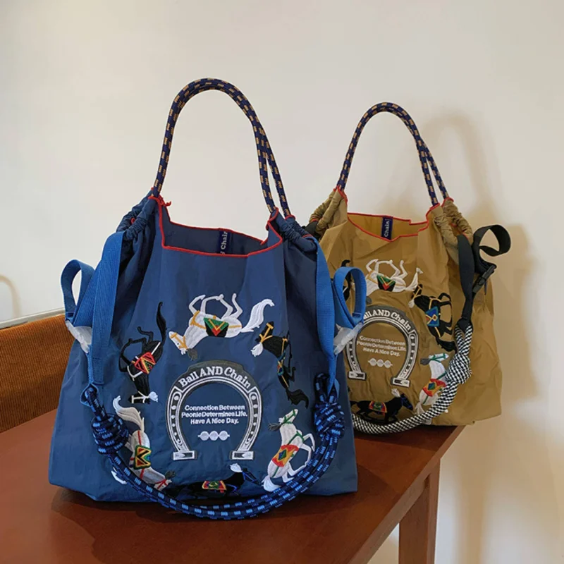 Chic Embroidered Tote Bag - Spacious, Lightweight & Foldable Handbag