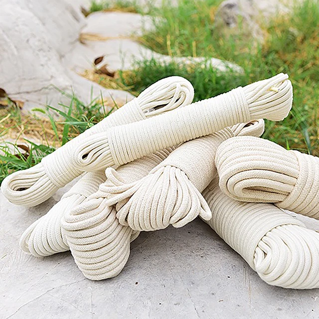 KMT 1PC Natural Cotton Braided Rope,All-Purpose,Clothesline ,4mmx10M(0.16inchx32.8ft)