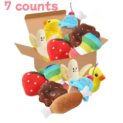 7-Piece Plush Puppy Toy Set - Soft Chewable Fruit & Vegetable Toys (Red)
