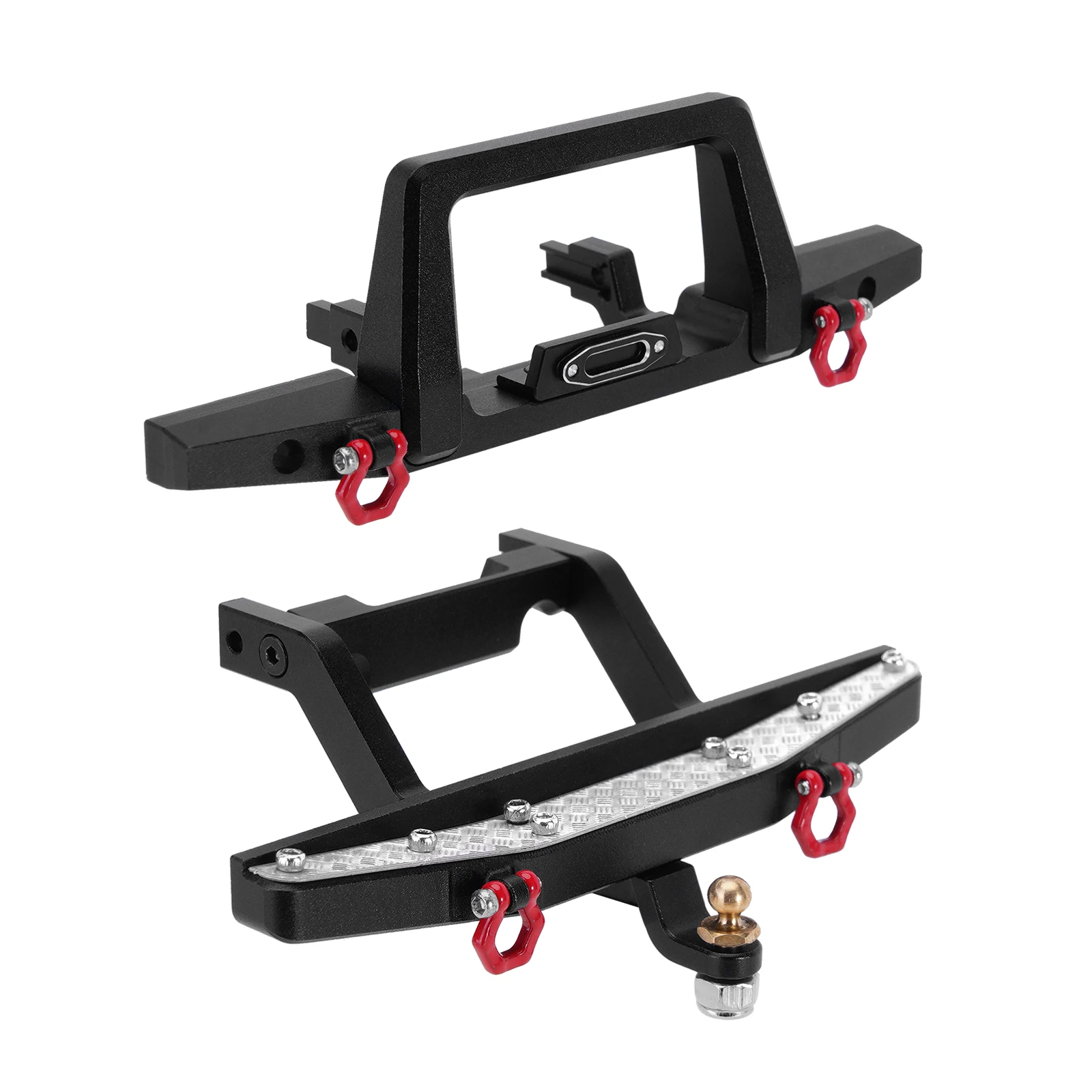 RCバンパー Compatible With TRX4M For Defender 牽引フック付き金属製フロントおよびリアバンパー For TRX-4  For Defender 1/10 RC クローラー用 アルミブルバー フロントリアバンパー ウインチ牽引フック 金属 TRX4  滑り止めプレート吸気グリルトラクサス TRX-4 TRX4 ... For TRX-4 For Defender 1/10 アルミブルバーフロントリアバンパーウインチ牽引フックマウント RC クローラ