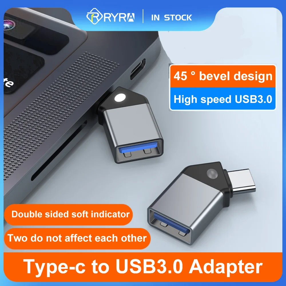 45&deg; Angled Type-C To USB 3.0 OTG Adapter Micro Male To USB Female Converter For Flash Drive U Disk Reader For MacBook Pro Phone