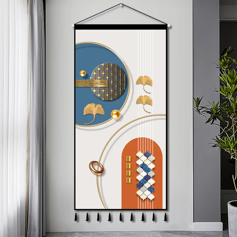 Modern Luxury Fabric Art Hanging Picture Entrance Decoration Tapestry Bedroom Living Room Background Fabric Vertical Plate