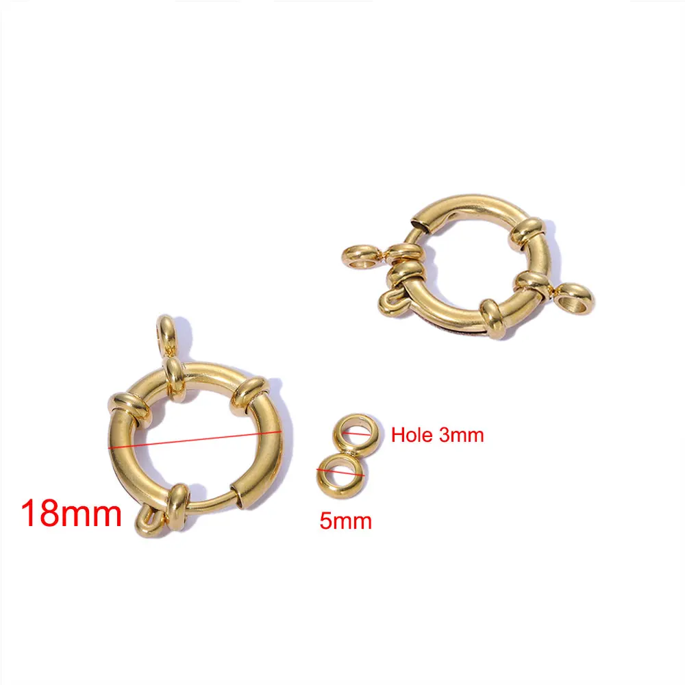 10Pcs Circle Spring Buttonr Stainless Steel Clasps Hooks End