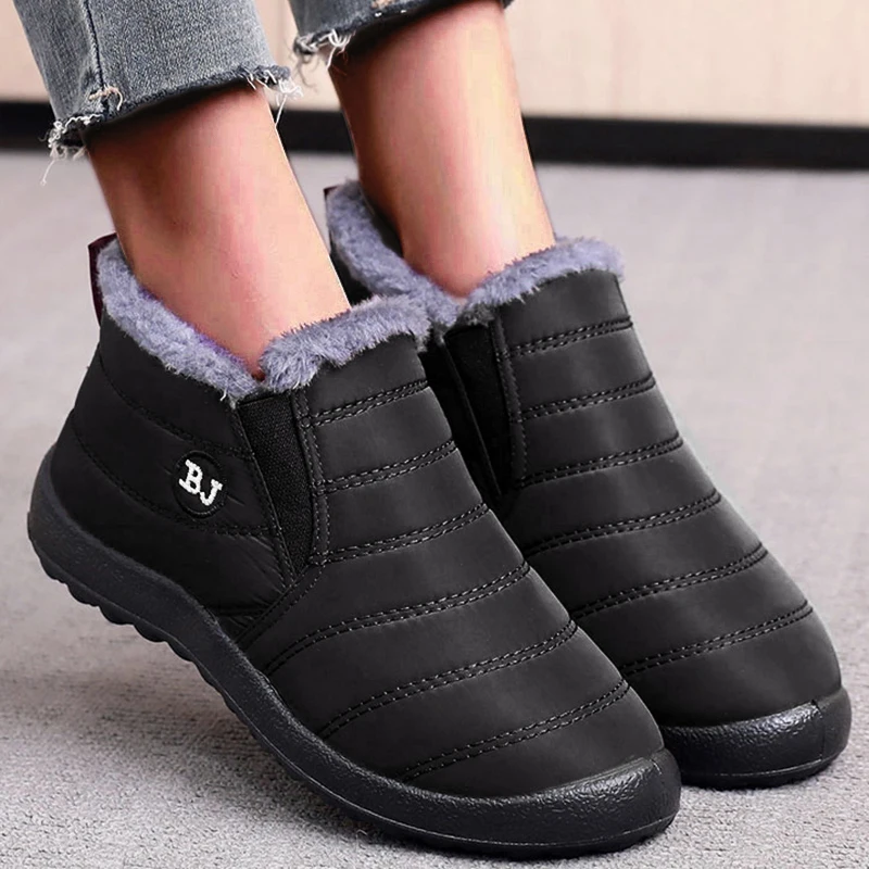 Women's Fashion Slip-On Platform Ankle Boots - Waterproof Casual Winter Footwear