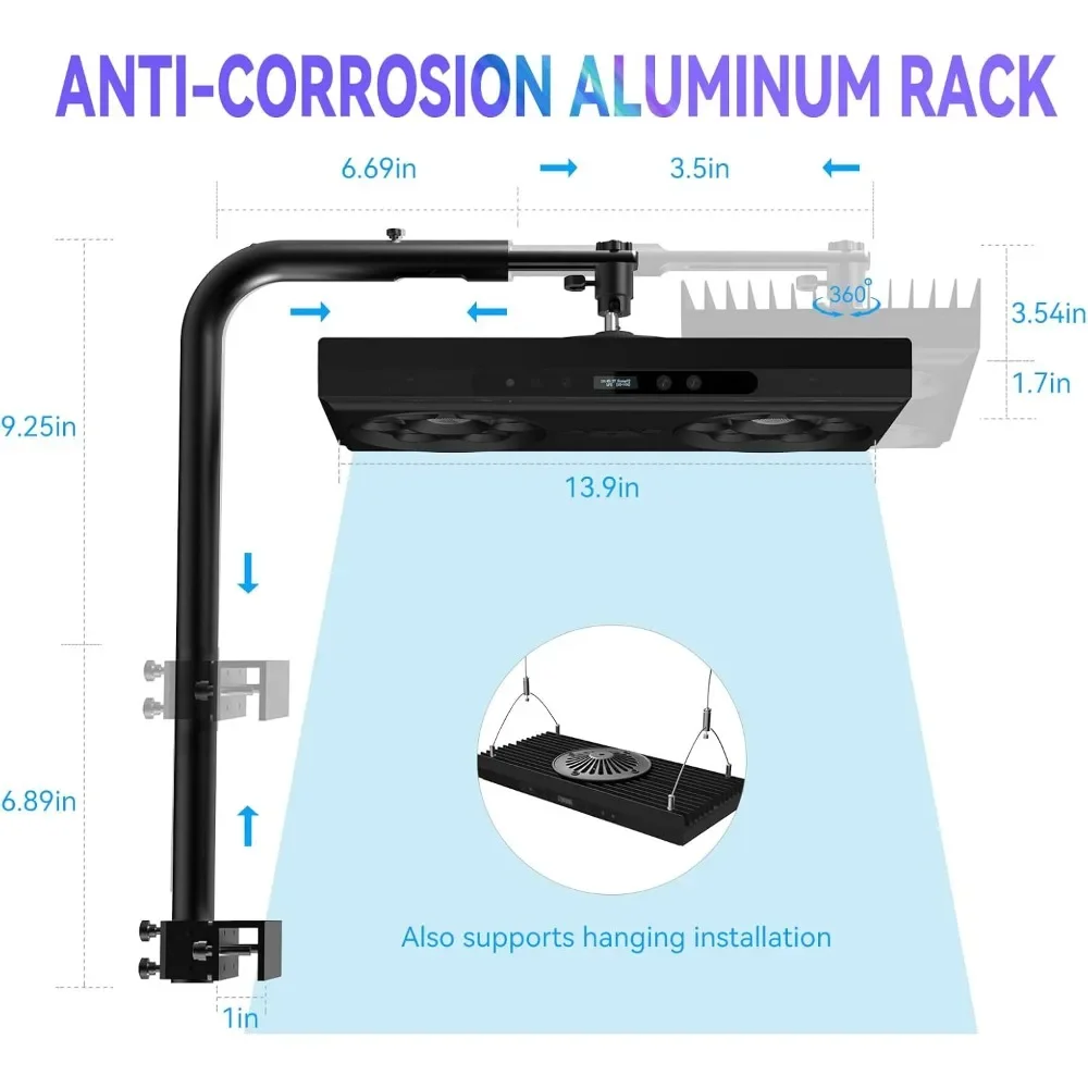 NEW-Aquarium Light-140 Watts Reef Light High Penetration Wide Coverage Sunrise Sunset Moonlight Saltwater Lights for Coral with