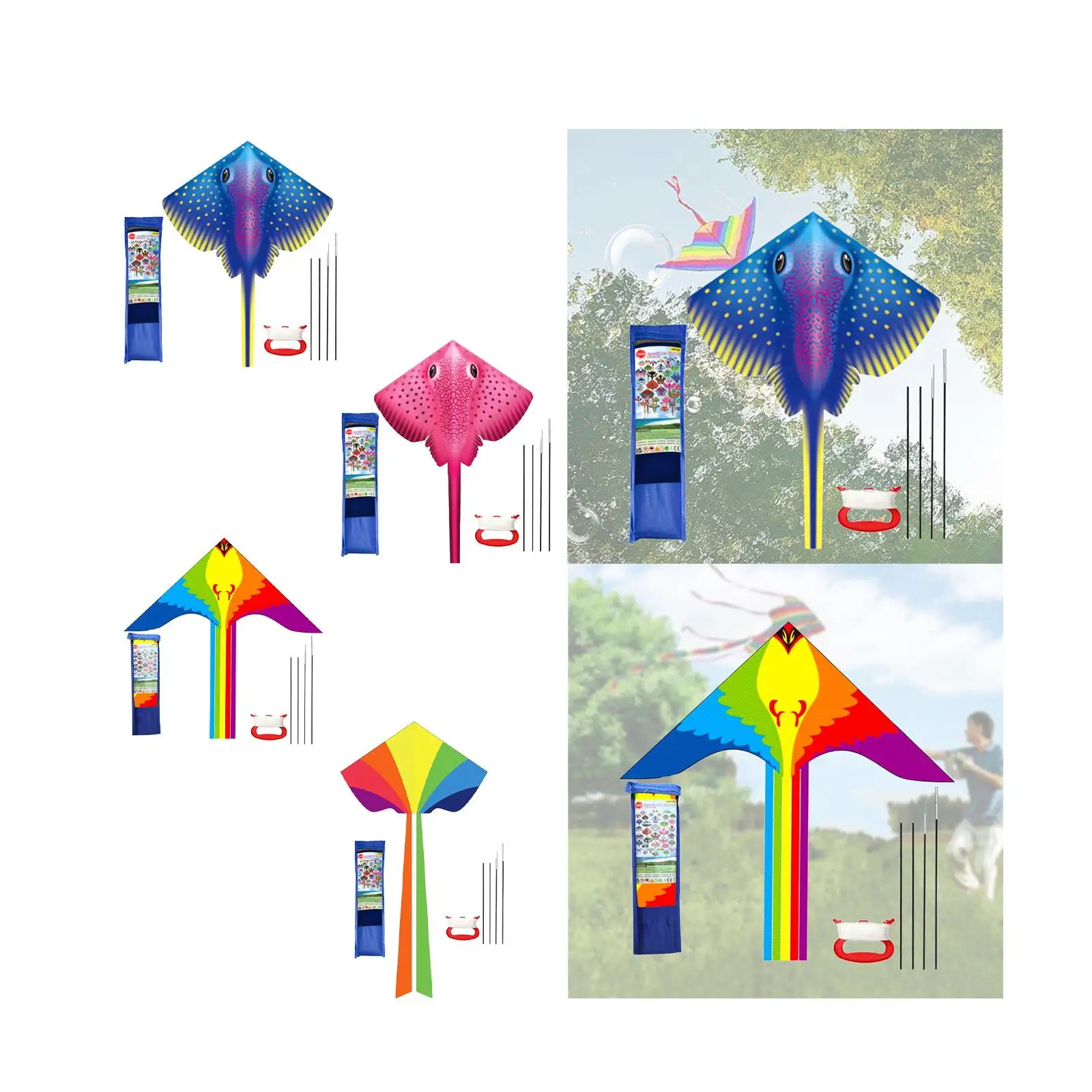 Large Giant Kite Cartoon Professional Portable Animal Shape Stable Fabric Kites for Park Beach Birthday Gift Travel Outdoor Game