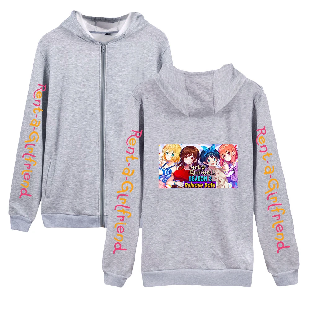

New Hoodie Rent A Girlfriend Zipper Hoodies Women Men Long Sleeve Hooded Sweatshirt Harajuku Casual Anime Zip Up Clothes