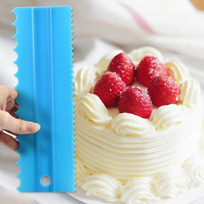 Cake Scraper Smoother Set Patterned Edge Smoothe Plastic Sawtooth Comb Bench Scraper For Cake Baking Cream Icing Smoother Cake Decorating Tools Cake Scraper