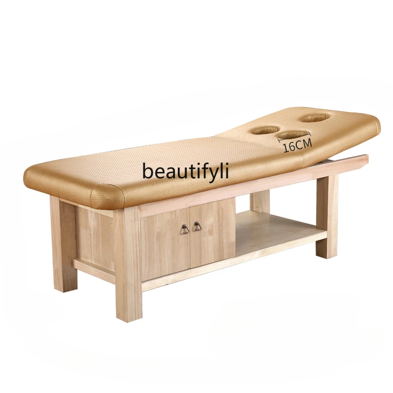 Solid Wood Facial Bed Beauty Salon Special Massage Physiotherapy Massage Tattoo Tattoo Embroidery