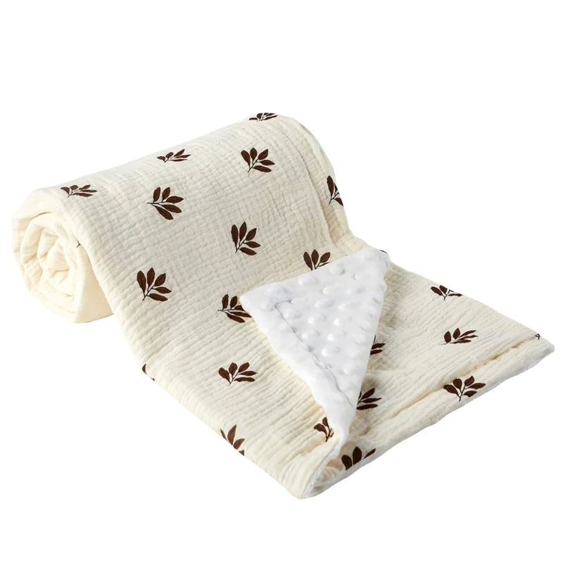 Baby Blanket with Dotted Backing, Infant Swaddles Wrap Receiving Blanket Double Layer Dotted Backing Quilt for Nursery A2UB