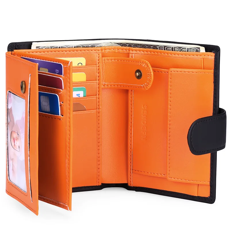 Кожаный RFID кошелек Мужской ретро - монетный карман Короткий кошелек Бренд Сломанный стандартный кошелек с картой Мужской кошелек