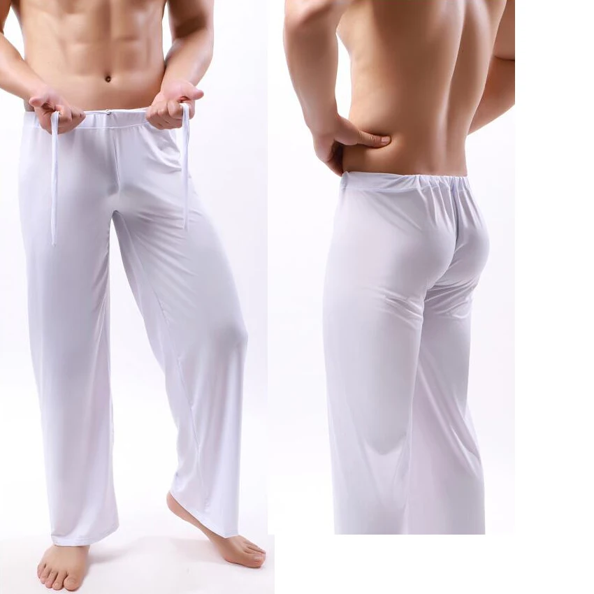 Pajama Pants Men Ice Silk Soft Sleeping Bottoms Nightwear Sleepwear Trousers Casual Loose Breathable Underwear