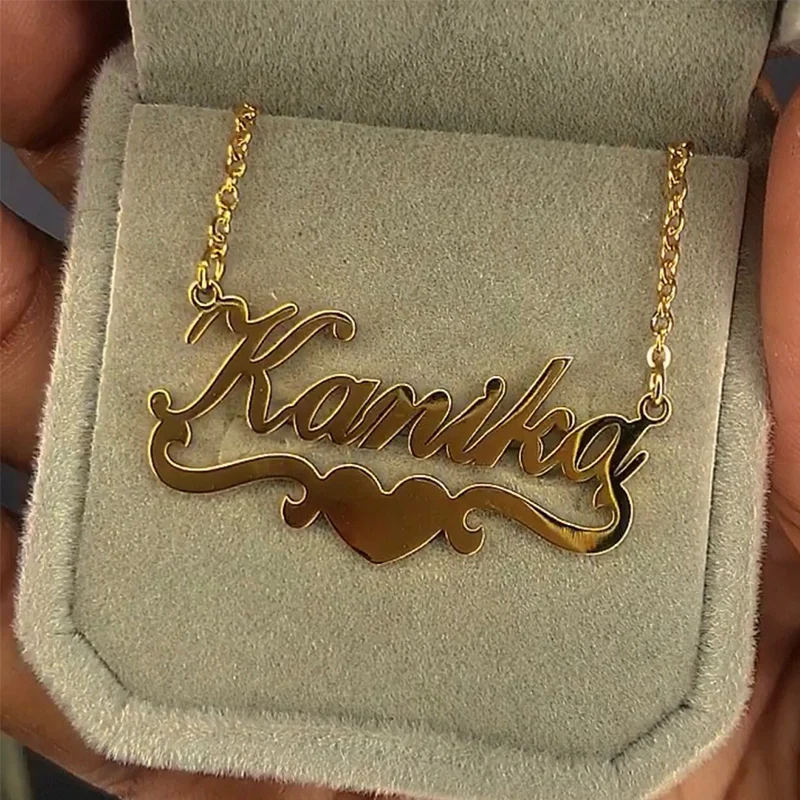 Custom Crown Name Necklace For Women Stainless Steel Long Chain