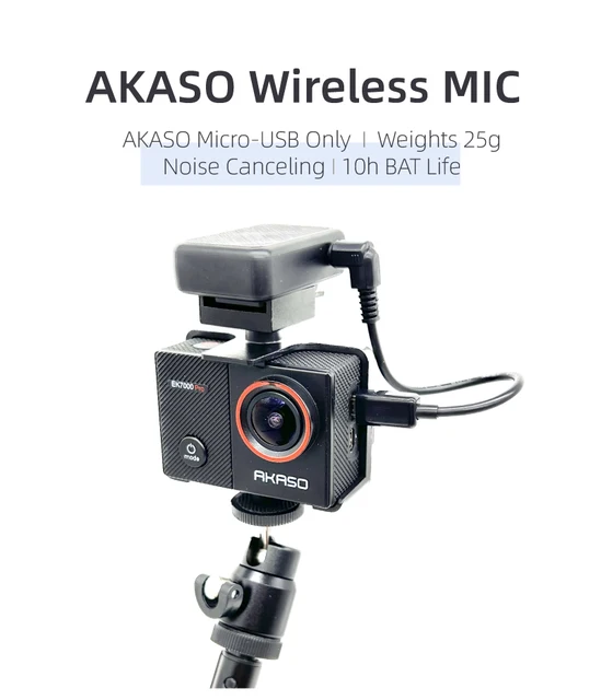 wireless microphone mic for AKASO EK7000/EK7000Pro/V50X/V50 Elite/Brave4/7LE/4Pro  Action Camera Accessory hifi sound mic adapter - AliExpress