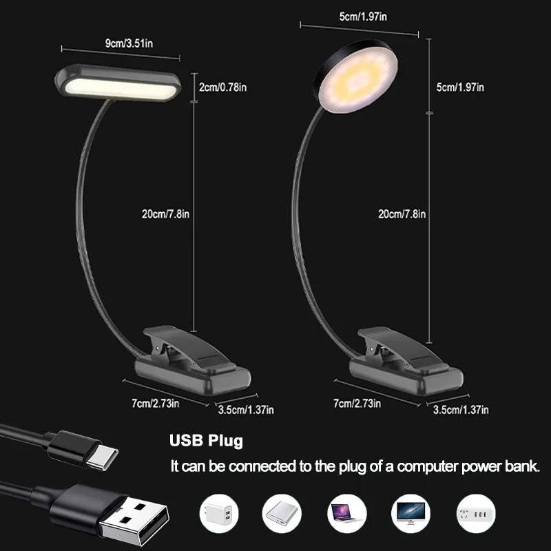 Led Reading Book Lamp 12/31Light With Clamp USB Plug Dimming 5V Night Light For Study Reading Bedroom book reading light