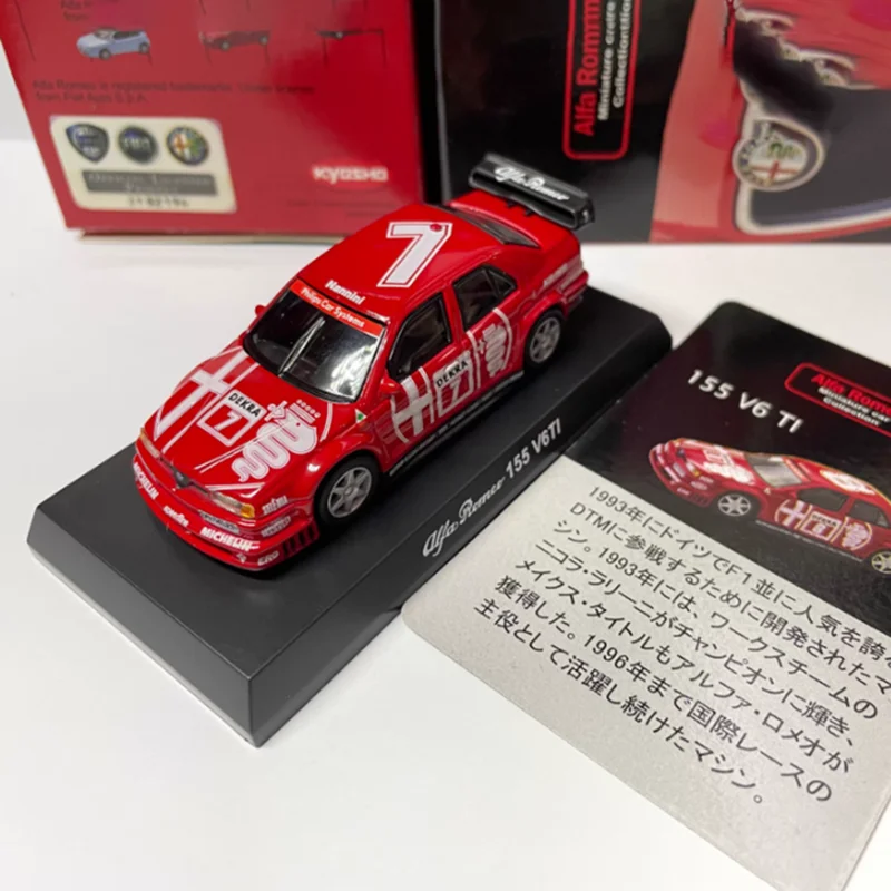 KYOSHO 1:64 스케일 알파 155 V6 Ti No.7 레이싱카 시뮬레이션 합금 모델 차량 선물 장식 수집 장난감 정적 디스플레이