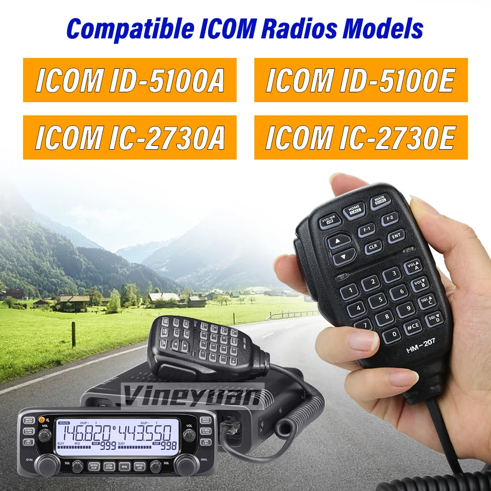 Replacement HM-207 Handheld Control Microphone for ICOM IC-2730E ID-5100A ID-5100E IC-2730A Radios Digital Mobile Microphone