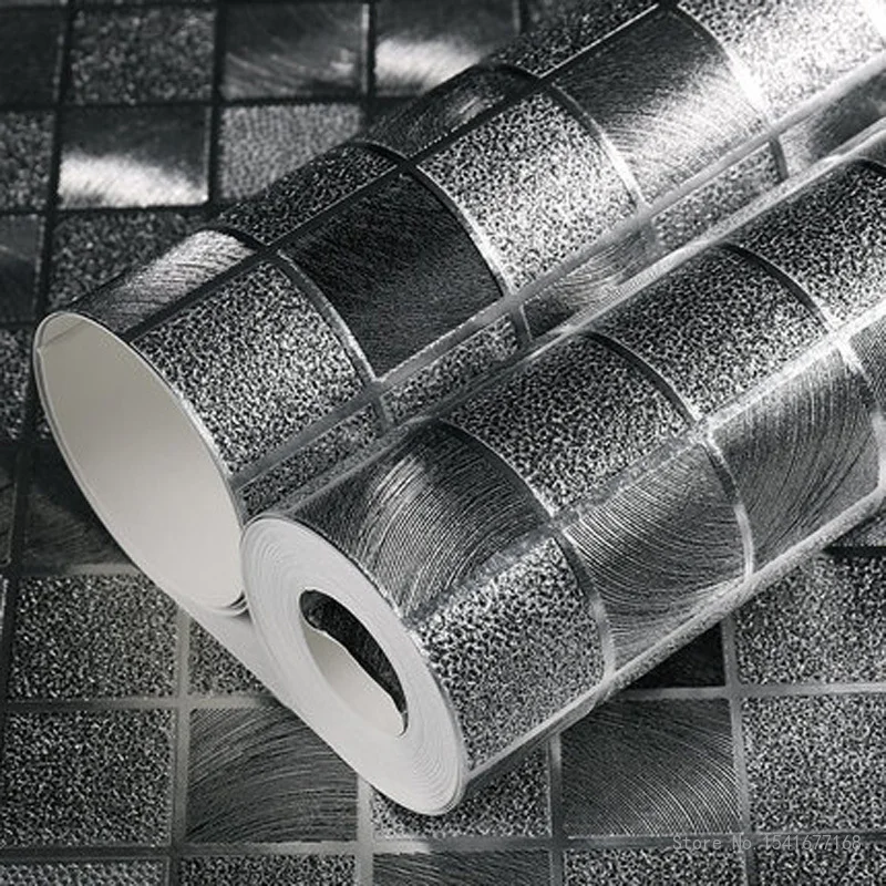 3D Waterproof Gold Foil Mosaic Wallpaper, 3D, Silver, KTV Bar, Counter, Column, Lattice