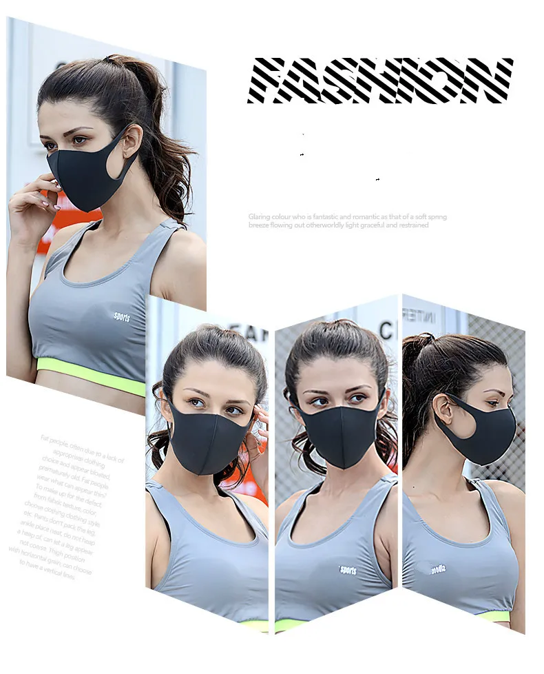 5 piece in both men and women face mask super comfortable fashion black female winter fog PM2.5 dustproof ventilation can clean