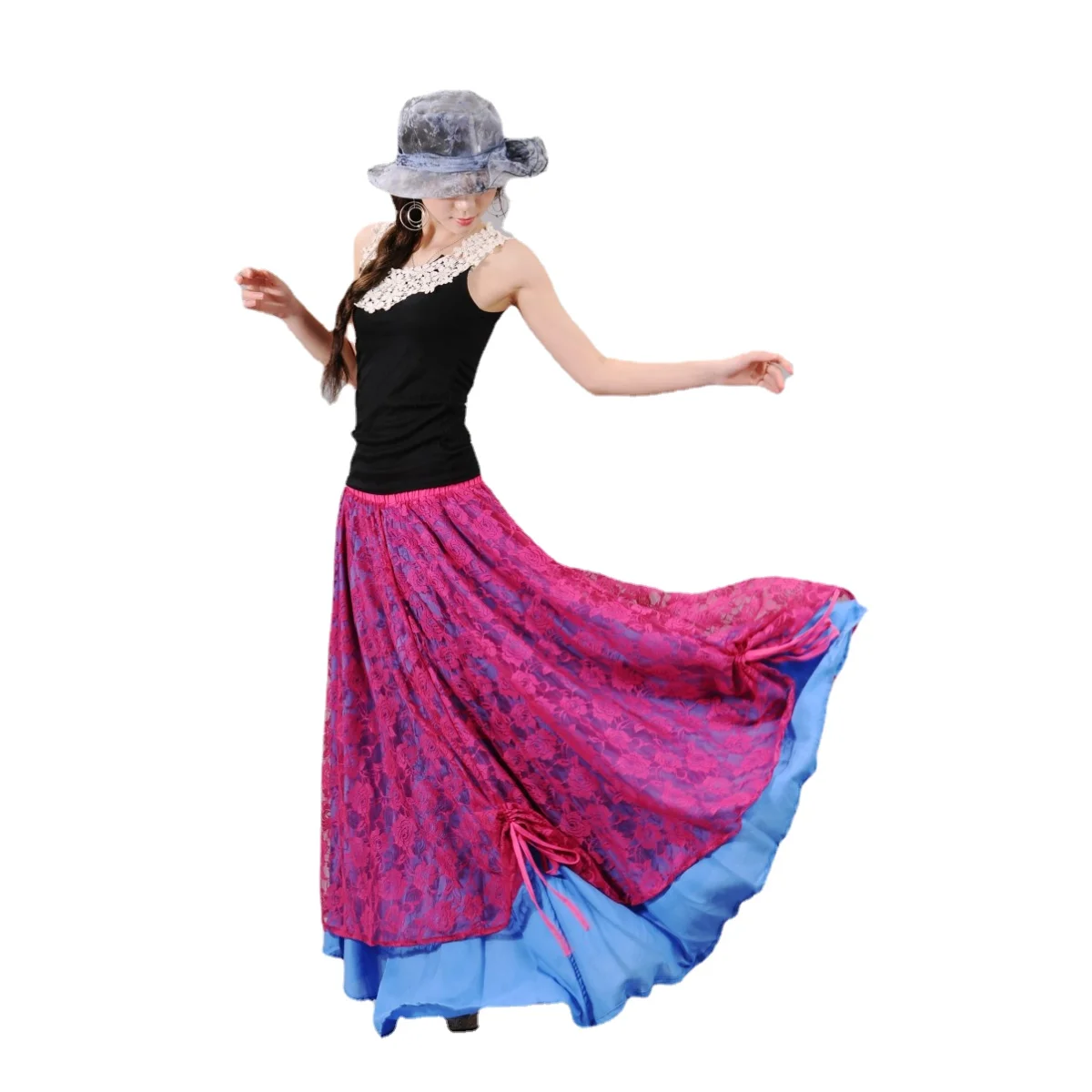 Stock S067 Custom made Free shipping high quality women's irregular Long skirt