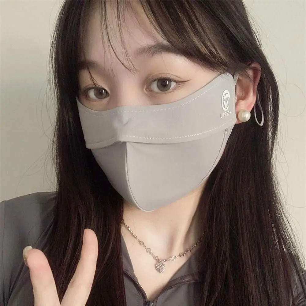 1Pcs Solid Color Anti-UV Face Shield Ice Silk Sun Protection Driving Face Mask Summer Sunscreen Mask Face Women Sun Hats