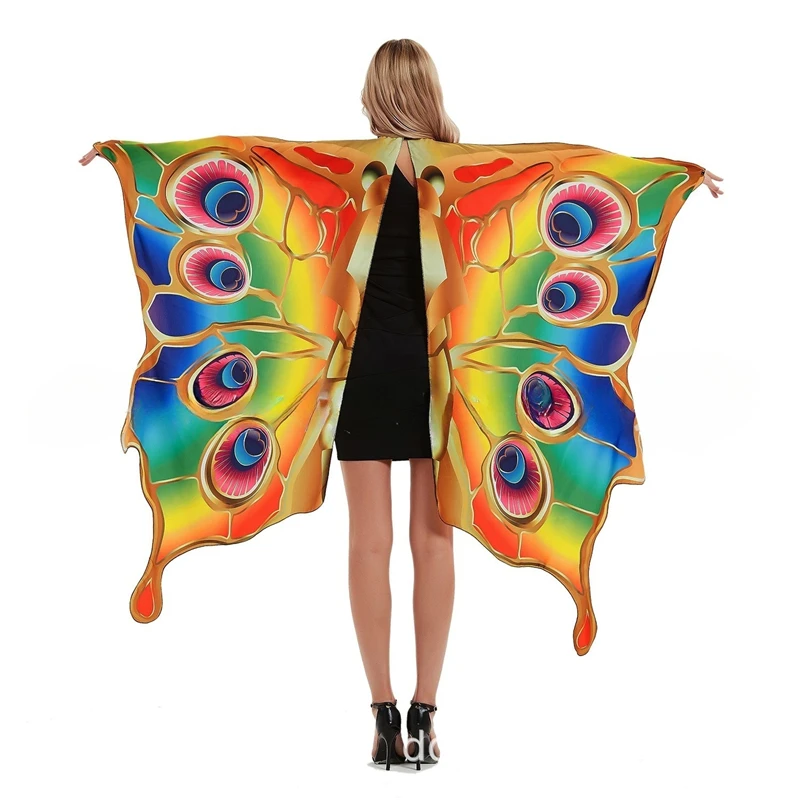 Cape De Papillon Pour Femme - Impression Recto-verso - Ailes De Papillon - Costume Pour Adulte - Avec Masque Et Serre-tête - Ailes De Papillon